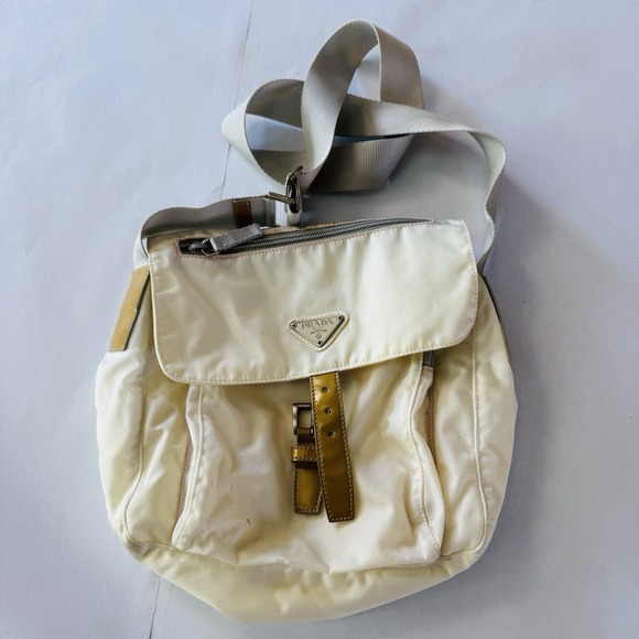 Prada Handbags - PRADA Shoulder Crossbody Bag Purse Nylon White Solid Used With Certificate